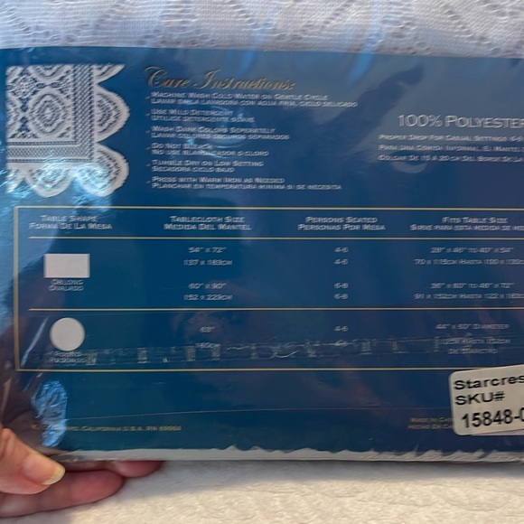 63” Round Vtg Starcrest White Lace Tablecloth Scalloped Edges - Picture 7 of 8